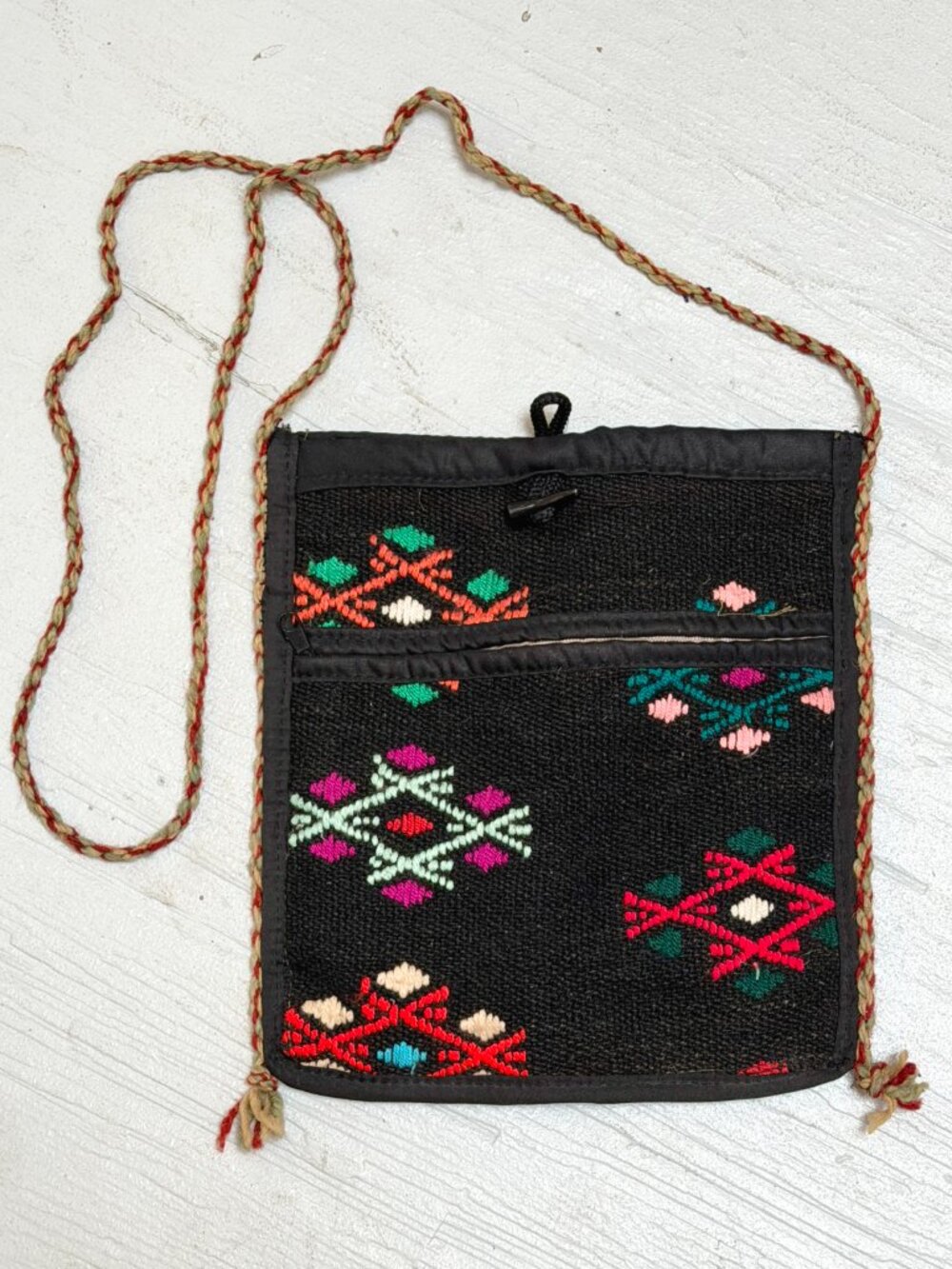 Vintage Turkish Kilim Wool Rug Crossbody Bag – Handmade